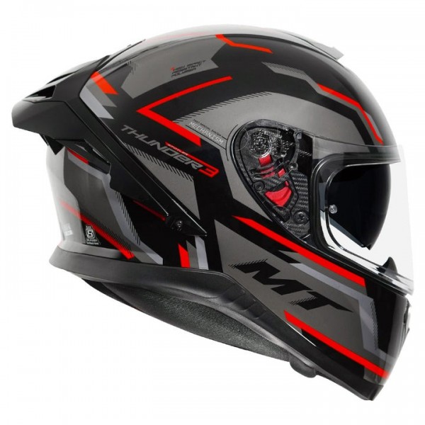 MT THUNDER3 PRO BLAZE GLOSS BLACK RED HELMET