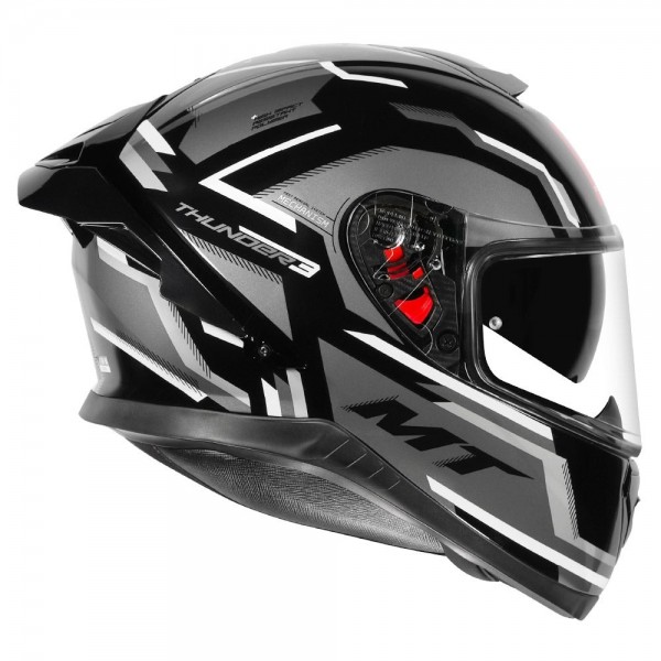 MT THUNDER3 PRO BLAZE GLOSS BLACK GREY HELMET