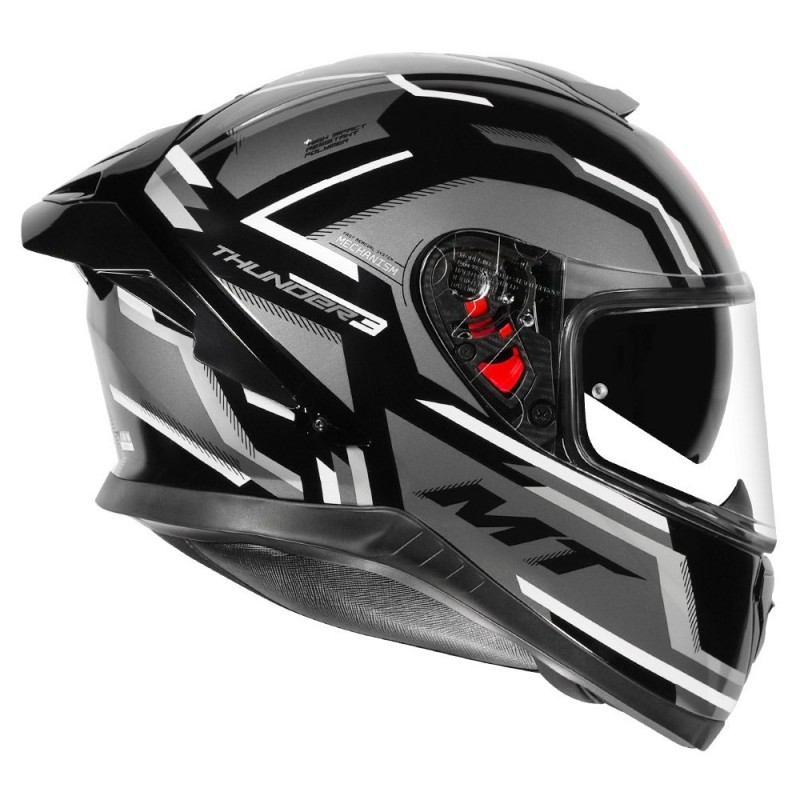 MT THUNDER3 PRO BLAZE GLOSS BLACK GREY HELMET