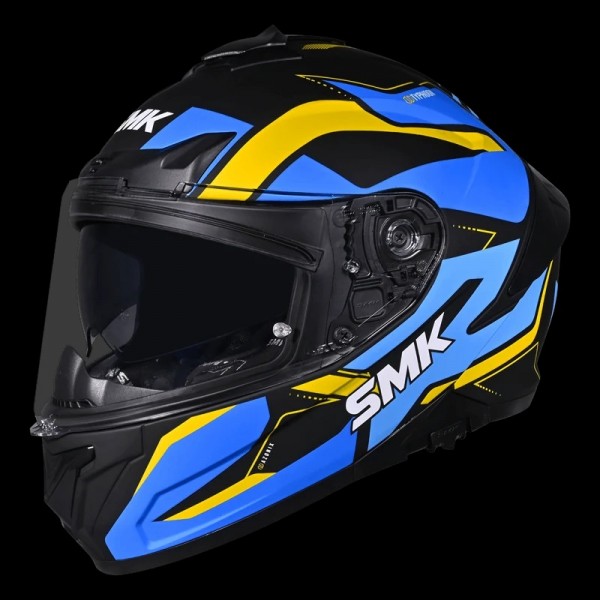 SMK TYPHOON AZONIX MATT BLACK BLUE YELLOW (MA254) HELMET