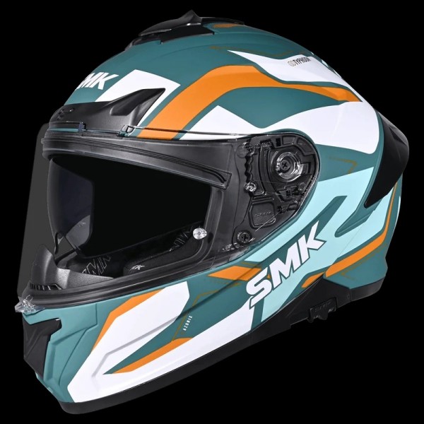 SMK TYPHOON AZONIX MATT GREEN WHITE ORANGE (MA817) HELMET