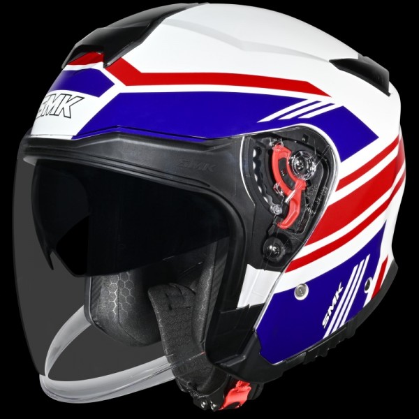 SMK GTJ RAMBLER GLOSS WHITE BLUE RED (GL153) HELMET