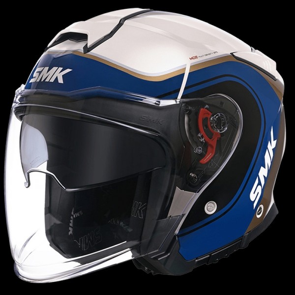 SMK GTJ LIBERO GLOSS WHITE BLUE GOLD (GL157) HELMET