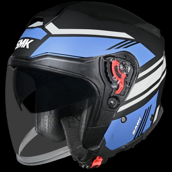 SMK GTJ RAMBLER MATT BLACK BLUE GREY (GL256) HELMET