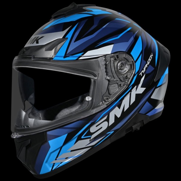 SMK TYPHOON RIVAL GLOSS BLACK BLUE GREY (GL256) HELMET