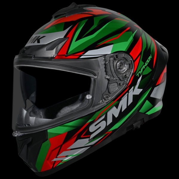 SMK TYPHOON RIVAL GLOSS BLACK GREEN RED (GL283) HELMET