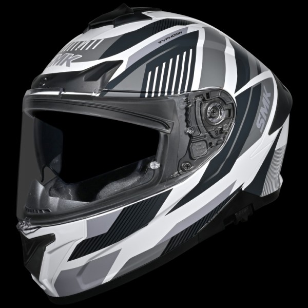 SMK TYPHOON SPARKO GLOSS WHITE GREY BLACK (GL162) HELMET