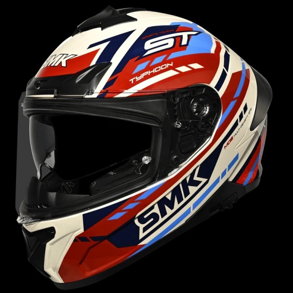 SMK TYPHOON SPORTS TOURER GLOSS WHITE RED BLUE (GL135) HELMET