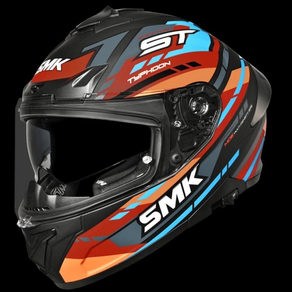 SMK TYPHOON SPORTS TOURER MATT BLACK ORANGE BLUE (MA275) HELMET