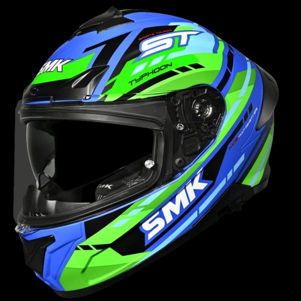 SMK TYPHOON SPORTS TOURER MATT BLUE GREEN BLUE (MA585) HELMET
