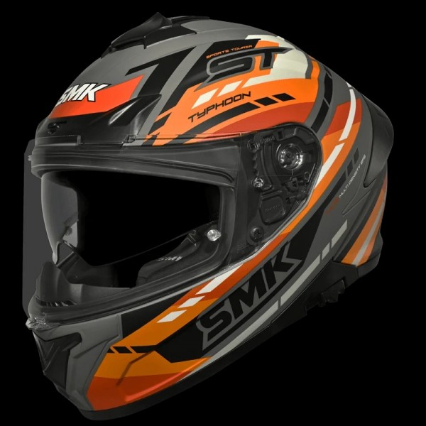 SMK TYPHOON SPORTS TOURER MATT GREY ORANGE RED (MA672) HELMET