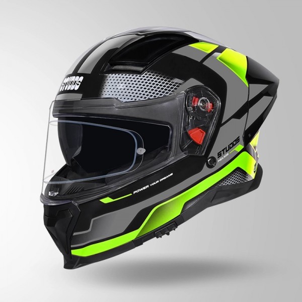 STUDDS HELIOS D1 ASPHALT DECOR BLACK & GREEN HELMET