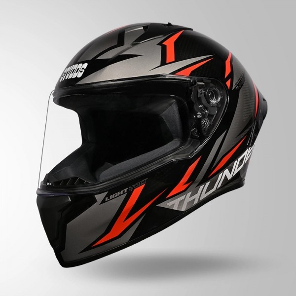 STUDDS THUNDER D1 LIGHTVOLT DECOR BLACK / GREY & ORANGE HELMET