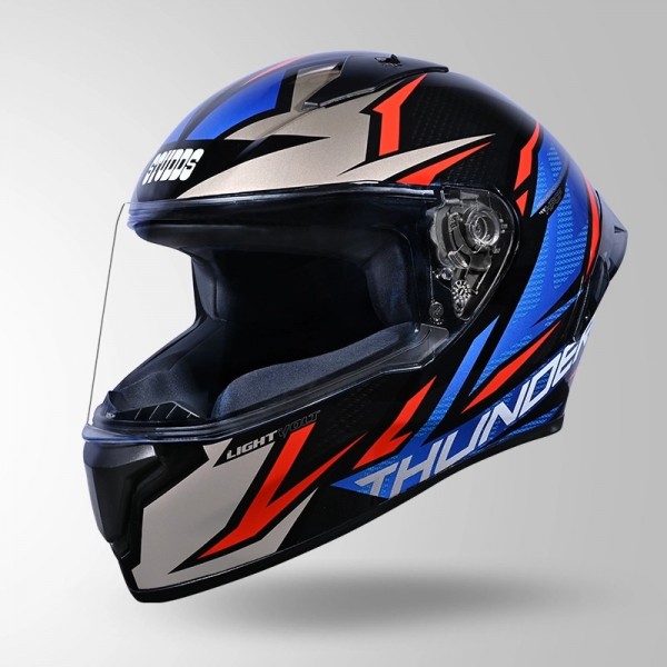 STUDDS THUNDER D1 LIGHTVOLT DECOR BLACK / RED & BLUE HELMET