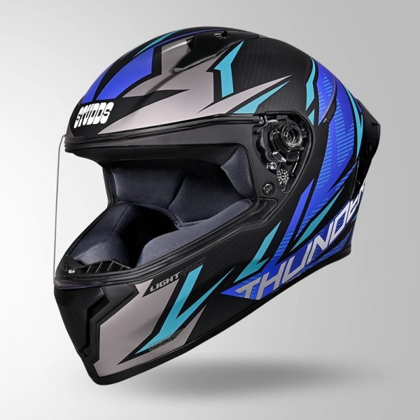 STUDDS THUNDER D1 LIGHTVOLT DECOR MATT BLACK & BLUE HELMET