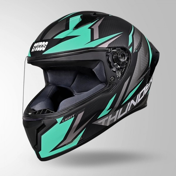 STUDDS THUNDER D1 LIGHTVOLT DECOR MATT BLACK / BLUE & GREY HELMET