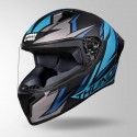 STUDDS THUNDER D1 LIGHTVOLT DECOR MATT BLACK / GREY & BLUE HELMET