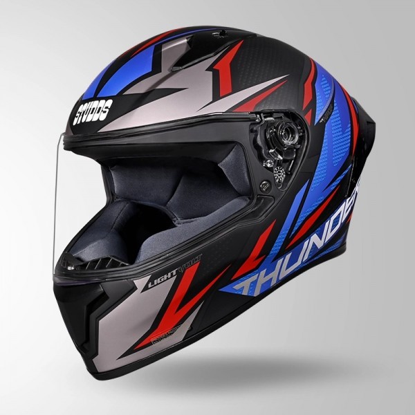 STUDDS THUNDER D1 LIGHTVOLT DECOR MATT BLACK / RED & BLUE HELMET
