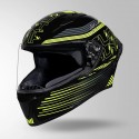 STUDDS THUNDER D11 DECOR BLACK & FLUORESCENT YELLOW WITH SPOILER HELMET