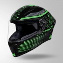 STUDDS THUNDER D11 DECOR BLACK & GREEN WITH SPOILER HELMET
