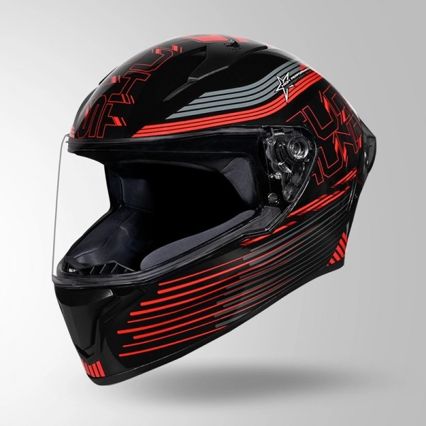 STUDDS THUNDER D11 DECOR BLACK & RED WITH SPOILER HELMET