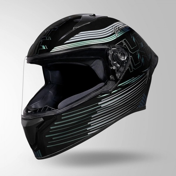 STUDDS THUNDER D11 DECOR CHAMELEON BLACK & BLUE WITH SPOILER HELMET