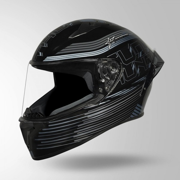 STUDDS THUNDER D11 DECOR BLACK & LIVID GREY WITH SPOILER HELMET