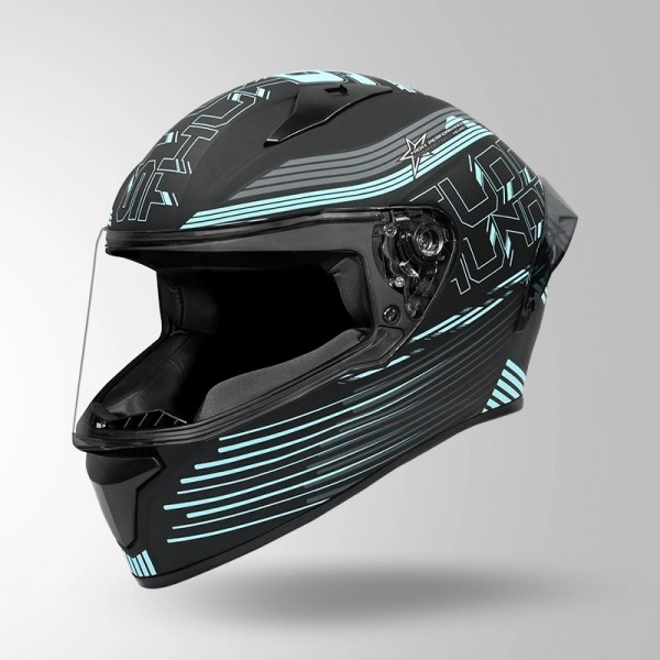 STUDDS THUNDER D11 DECOR MATT BLACK & BLUE WITH SPOILER HELMET