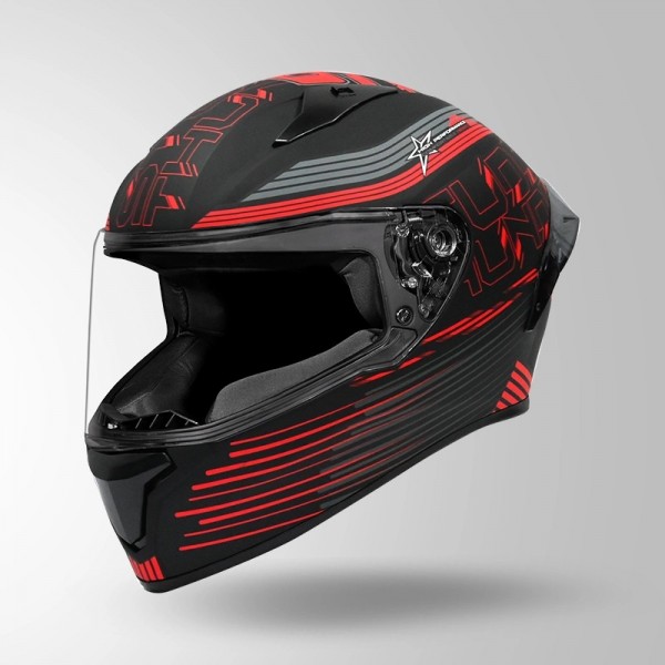 STUDDS THUNDER D11 DECOR MATT BLACK & RED WITH SPOILER HELMET