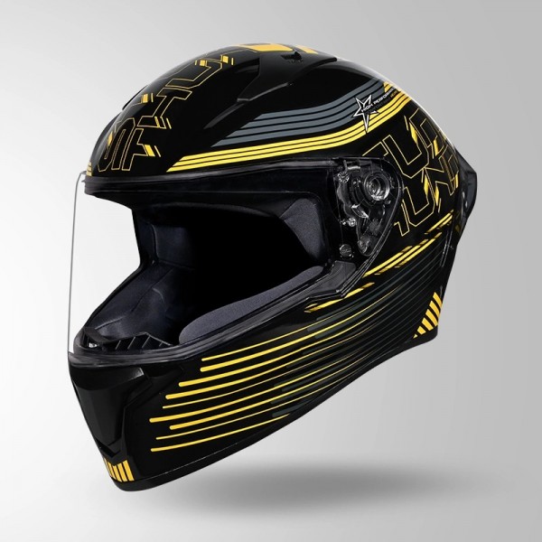 STUDDS THUNDER D11 DECOR BLACK & YELLOW WITH SPOILER HELMET