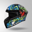 STUDDS THUNDER D12 ANGLERFISH DECOR BLACK/BLUE & GREEN WITH SPOILER HELMET