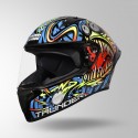 STUDDS THUNDER D12 ANGLERFISH DECOR BLACK/BLUE & YELLOW WITH SPOILER HELMET