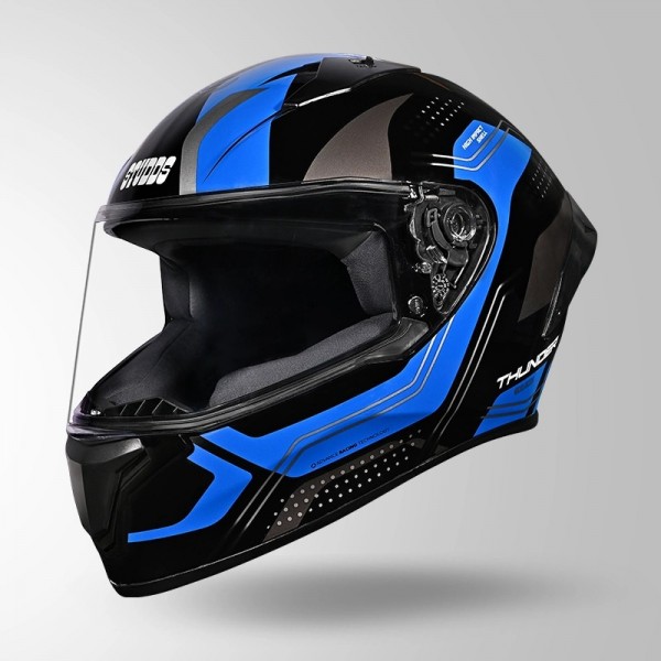 STUDDS THUNDER D2 DRAKEN DECOR BLACK & BLUE WITH SPOILER HELMET
