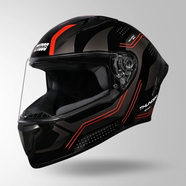 STUDDS THUNDER D2 DRAKEN DECOR BLACK & GREY WITH SPOILER HELMET