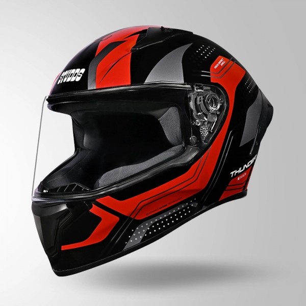 STUDDS THUNDER D2 DRAKEN DECOR BLACK & RED WITH SPOILER HELMET
