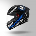 STUDDS THUNDER D2 DECOR MATT BLACK & BLUE WITH SPOILER HELMET