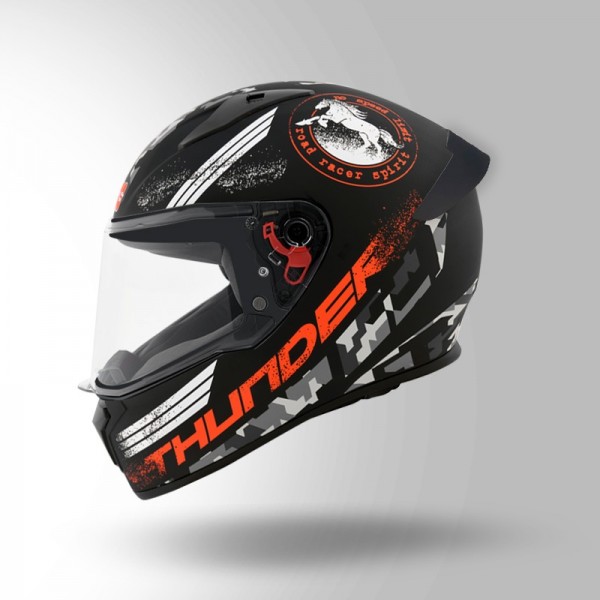STUDDS THUNDER D2 DECOR MATT BLACK & ORANGE WITH SPOILER HELMET