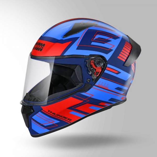 STUDDS THUNDER D3 DECOR MATT BLUE & RED WITH SPOILER HELMET