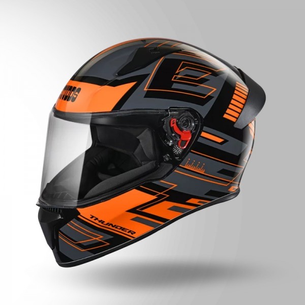 STUDDS THUNDER D3 DECOR BLACK & ORANGE WITH SPOILER HELMET