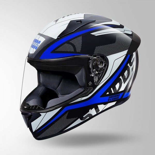 STUDDS THUNDER D4 DECOR BLACK & BLUE WITH SPOILER HELMET