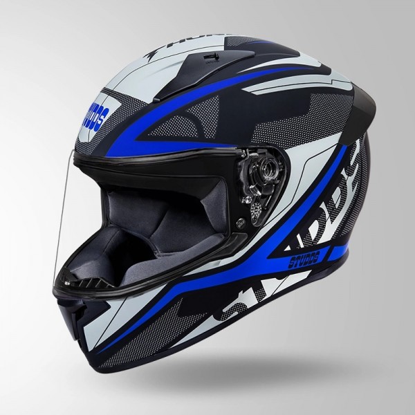 STUDDS THUNDER D4 DECOR MATT BLACK & BLUE WITH SPOILER HELMET