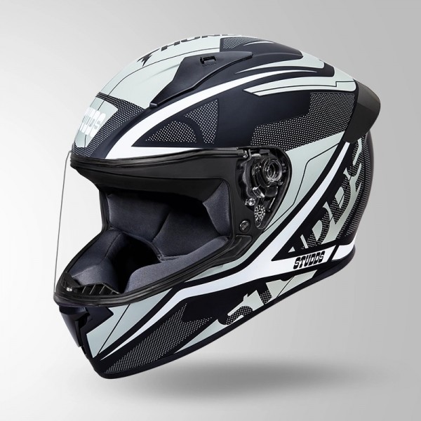 STUDDS THUNDER D4 DECOR MATT BLACK & WHITE WITH SPOILER HELMET