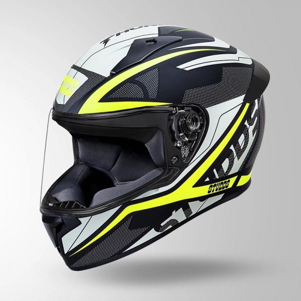 STUDDS THUNDER D4 DECOR MATT BLACK & YELLOW WITH SPOILER HELMET