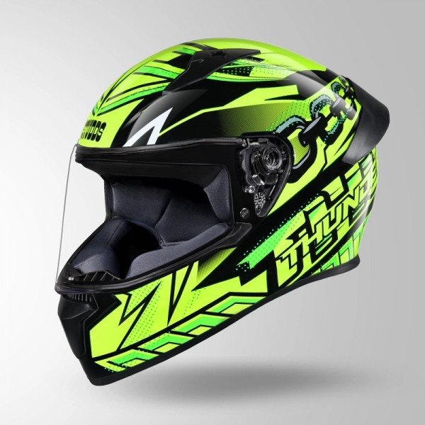 STUDDS THUNDER D5 DECOR BLACK / GREEN & YELLOW WITH SPOILER HELMET