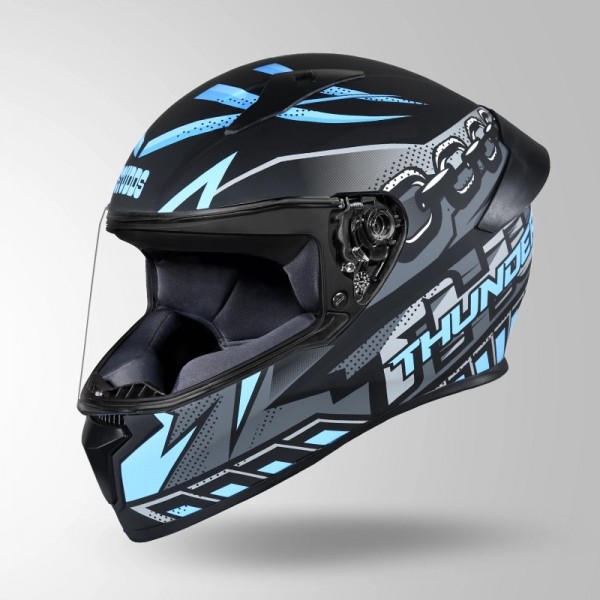 STUDDS THUNDER D5 DECOR MATT BLACK & BLUE WITH SPOILER HELMET