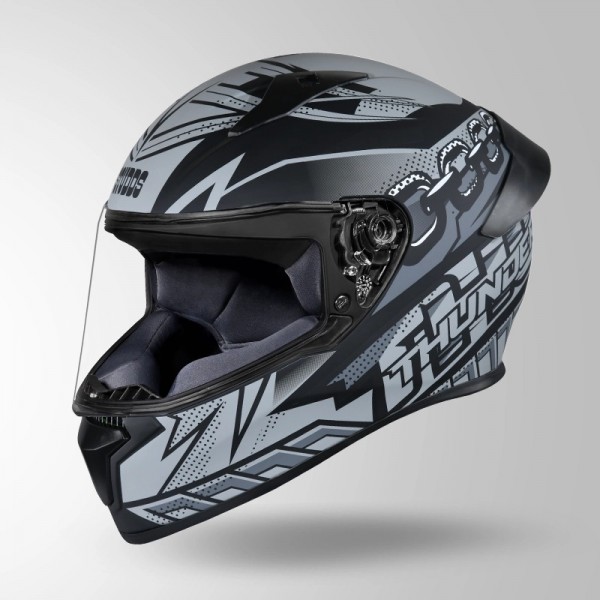 STUDDS THUNDER D5 DECOR MATT BLACK & GREY WITH SPOILER HELMET