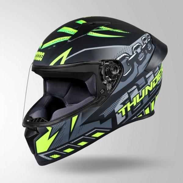 STUDDS THUNDER D5 DECOR MATT BLACK & YELLOW WITH SPOILER HELMET