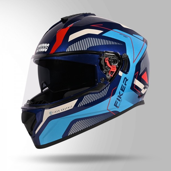 STUDDS DRIFTER D5 FIKER DECOR BLUE & BLUE HELMET