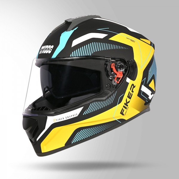 STUDDS DRIFTER D5 FIKER DECOR MATT BLACK & GOLDEN HELMET