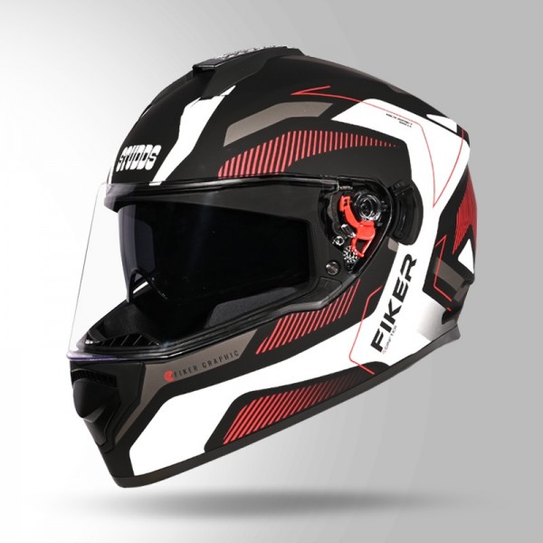 STUDDS DRIFTER D5 FIKER DECOR MATT BLACK & RED HELMET